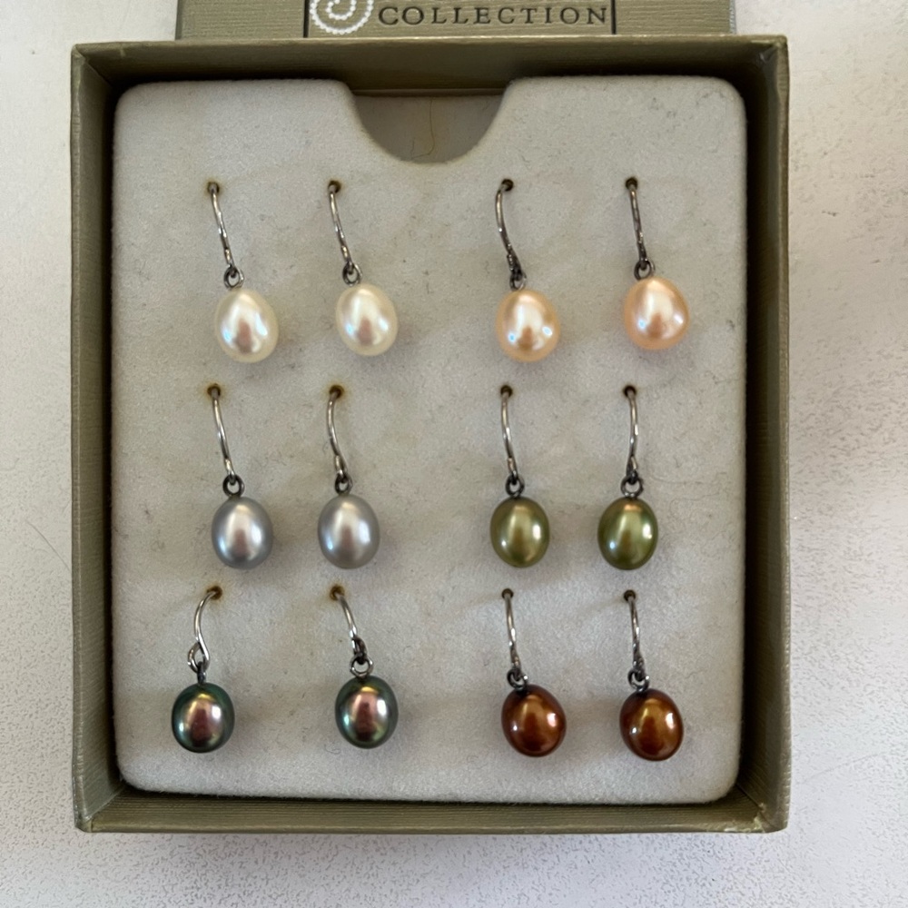 Honora Collection Set of 6 Multicolored Cultured Pearl Earrings